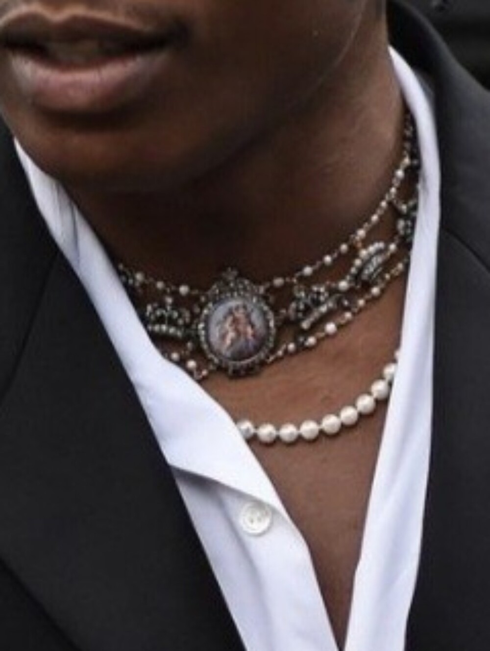 Men's Pearl 18K GP Necklace Celebrity Men's Designer Natural Pearls for Man
